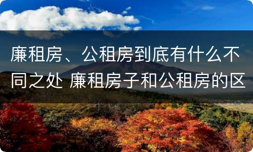 廉租房、公租房到底有什么不同之处 廉租房子和公租房的区别