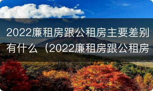2022廉租房跟公租房主要差别有什么（2022廉租房跟公租房主要差别有什么不一样）