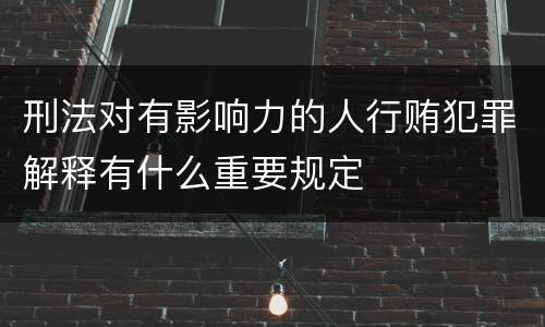 刑法对有影响力的人行贿犯罪解释有什么重要规定