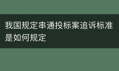 我国规定串通投标案追诉标准是如何规定