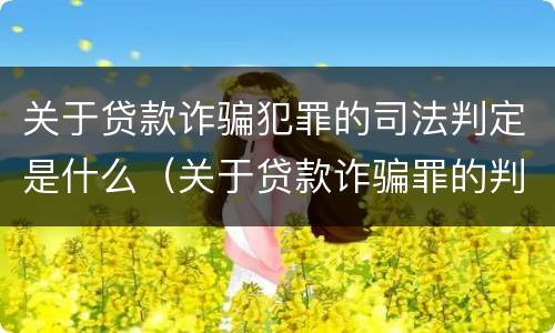 关于贷款诈骗犯罪的司法判定是什么（关于贷款诈骗罪的判断）