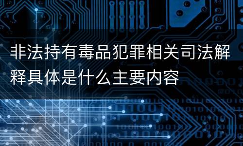 非法持有毒品犯罪相关司法解释具体是什么主要内容