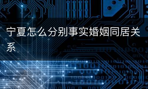 宁夏怎么分别事实婚姻同居关系