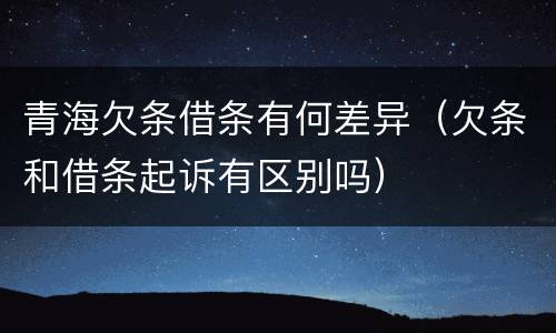青海欠条借条有何差异（欠条和借条起诉有区别吗）