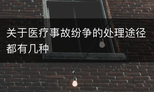 关于医疗事故纷争的处理途径都有几种