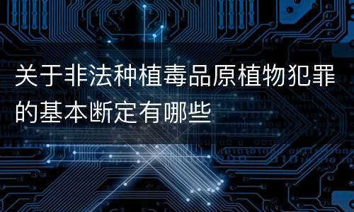 关于非法种植毒品原植物犯罪的基本断定有哪些