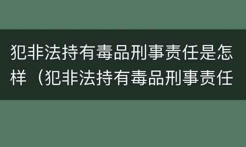 犯非法持有毒品刑事责任是怎样（犯非法持有毒品刑事责任是怎样认定的）