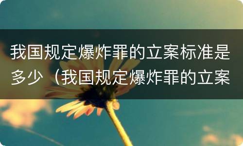 我国规定爆炸罪的立案标准是多少（我国规定爆炸罪的立案标准是多少年）