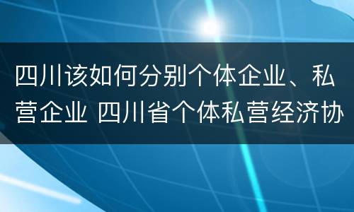 四川该如何分别个体企业、私营企业 四川省个体私营经济协会