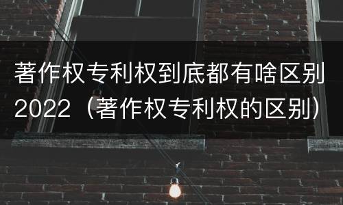 著作权专利权到底都有啥区别2022（著作权专利权的区别）