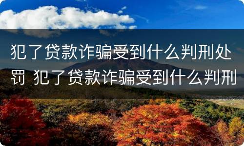 犯了贷款诈骗受到什么判刑处罚 犯了贷款诈骗受到什么判刑处罚多少钱