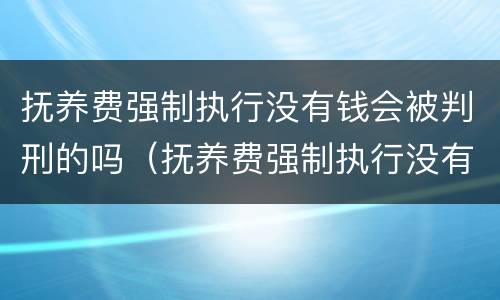 抚养费强制执行没有钱会被判刑的吗（抚养费强制执行没有钱会被判刑的吗）
