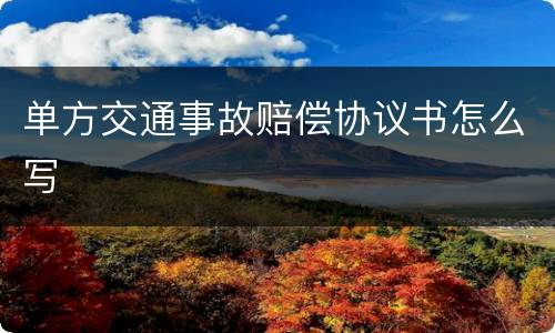 单方交通事故赔偿协议书怎么写