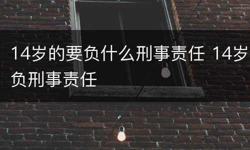 14岁的要负什么刑事责任 14岁负刑事责任