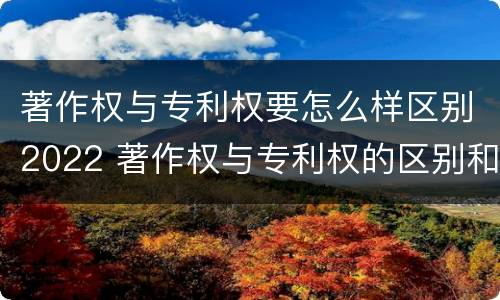 著作权与专利权要怎么样区别2022 著作权与专利权的区别和联系
