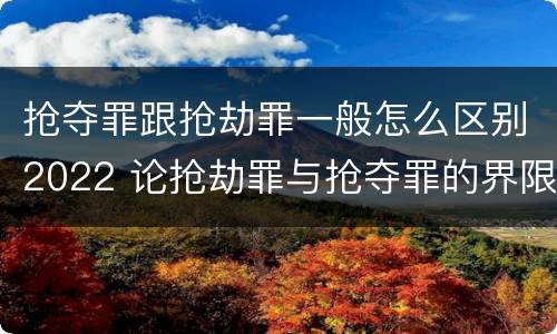 抢夺罪跟抢劫罪一般怎么区别2022 论抢劫罪与抢夺罪的界限
