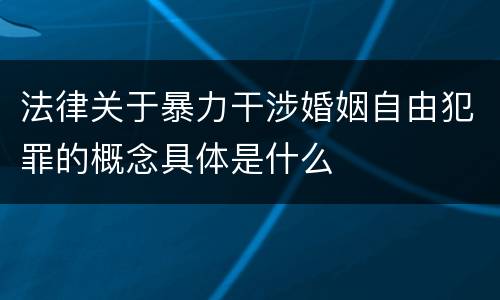 法律关于暴力干涉婚姻自由犯罪的概念具体是什么
