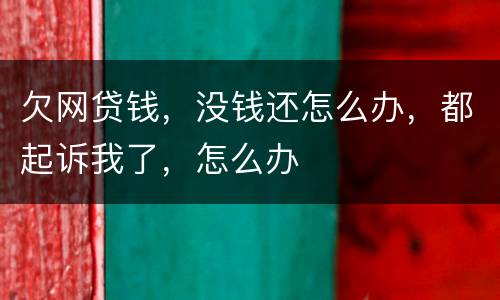 欠网贷钱，没钱还怎么办，都起诉我了，怎么办