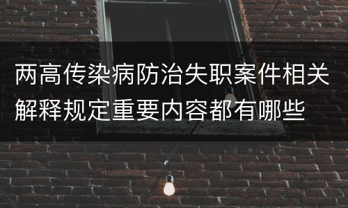 两高传染病防治失职案件相关解释规定重要内容都有哪些