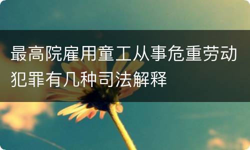 最高院雇用童工从事危重劳动犯罪有几种司法解释