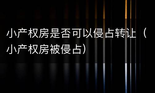 小产权房是否可以侵占转让（小产权房被侵占）