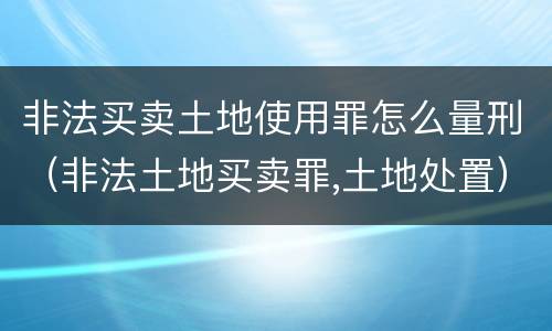 非法买卖土地使用罪怎么量刑（非法土地买卖罪,土地处置）