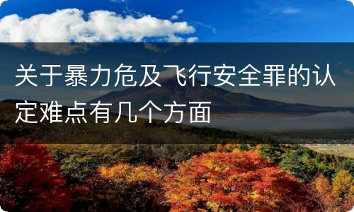 关于暴力危及飞行安全罪的认定难点有几个方面
