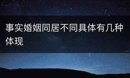 事实婚姻同居不同具体有几种体现