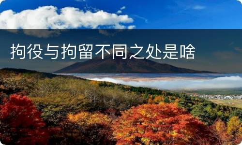 拘役与拘留不同之处是啥