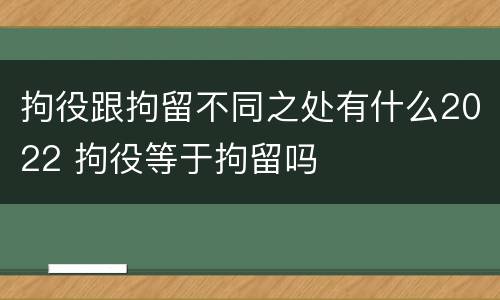 拘役跟拘留不同之处有什么2022 拘役等于拘留吗