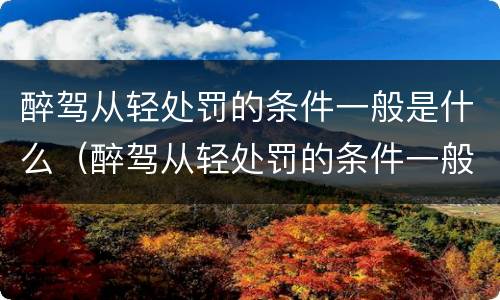 醉驾从轻处罚的条件一般是什么（醉驾从轻处罚的条件一般是什么意思）