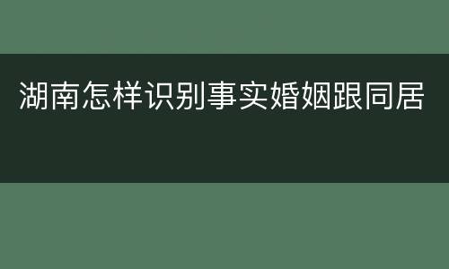 湖南怎样识别事实婚姻跟同居