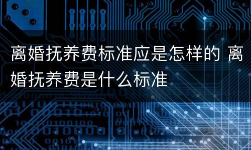离婚抚养费标准应是怎样的 离婚抚养费是什么标准