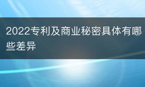 2022专利及商业秘密具体有哪些差异