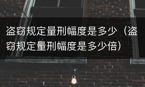 盗窃规定量刑幅度是多少（盗窃规定量刑幅度是多少倍）