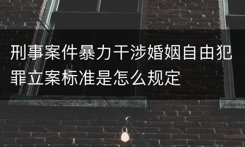 刑事案件暴力干涉婚姻自由犯罪立案标准是怎么规定
