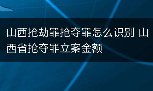 山西抢劫罪抢夺罪怎么识别 山西省抢夺罪立案金额