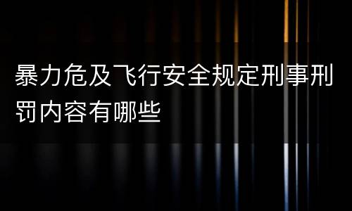 暴力危及飞行安全规定刑事刑罚内容有哪些