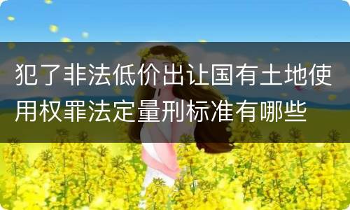 犯了非法低价出让国有土地使用权罪法定量刑标准有哪些