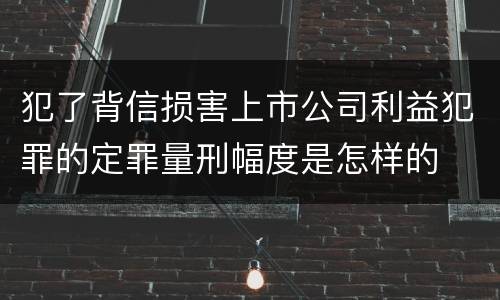 犯了背信损害上市公司利益犯罪的定罪量刑幅度是怎样的