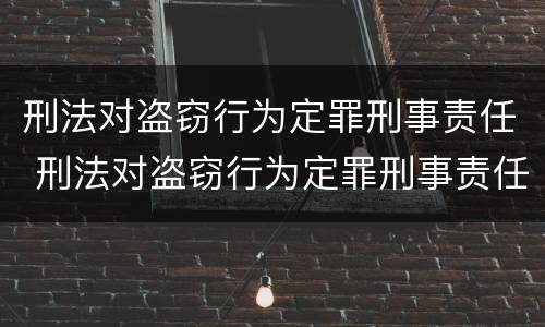 刑法对盗窃行为定罪刑事责任 刑法对盗窃行为定罪刑事责任的定义