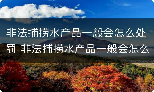 非法捕捞水产品一般会怎么处罚 非法捕捞水产品一般会怎么处罚呢