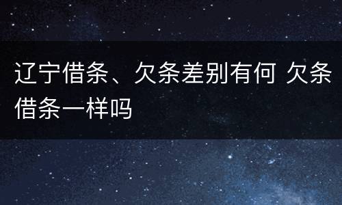 辽宁借条、欠条差别有何 欠条借条一样吗