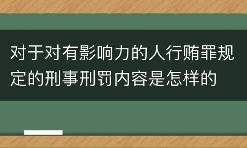 对于对有影响力的人行贿罪规定的刑事刑罚内容是怎样的