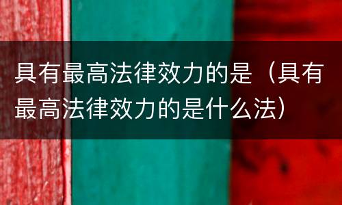 具有最高法律效力的是（具有最高法律效力的是什么法）