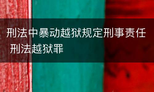刑法中暴动越狱规定刑事责任 刑法越狱罪
