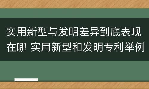 实用新型与发明差异到底表现在哪 实用新型和发明专利举例
