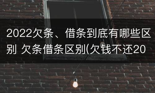 2022欠条、借条到底有哪些区别 欠条借条区别(欠钱不还2020年新规 - 法律之家