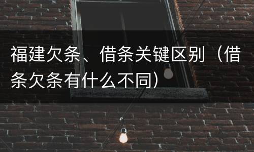 福建欠条、借条关键区别（借条欠条有什么不同）