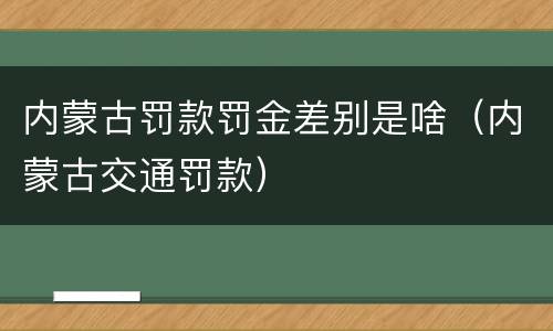 内蒙古罚款罚金差别是啥（内蒙古交通罚款）